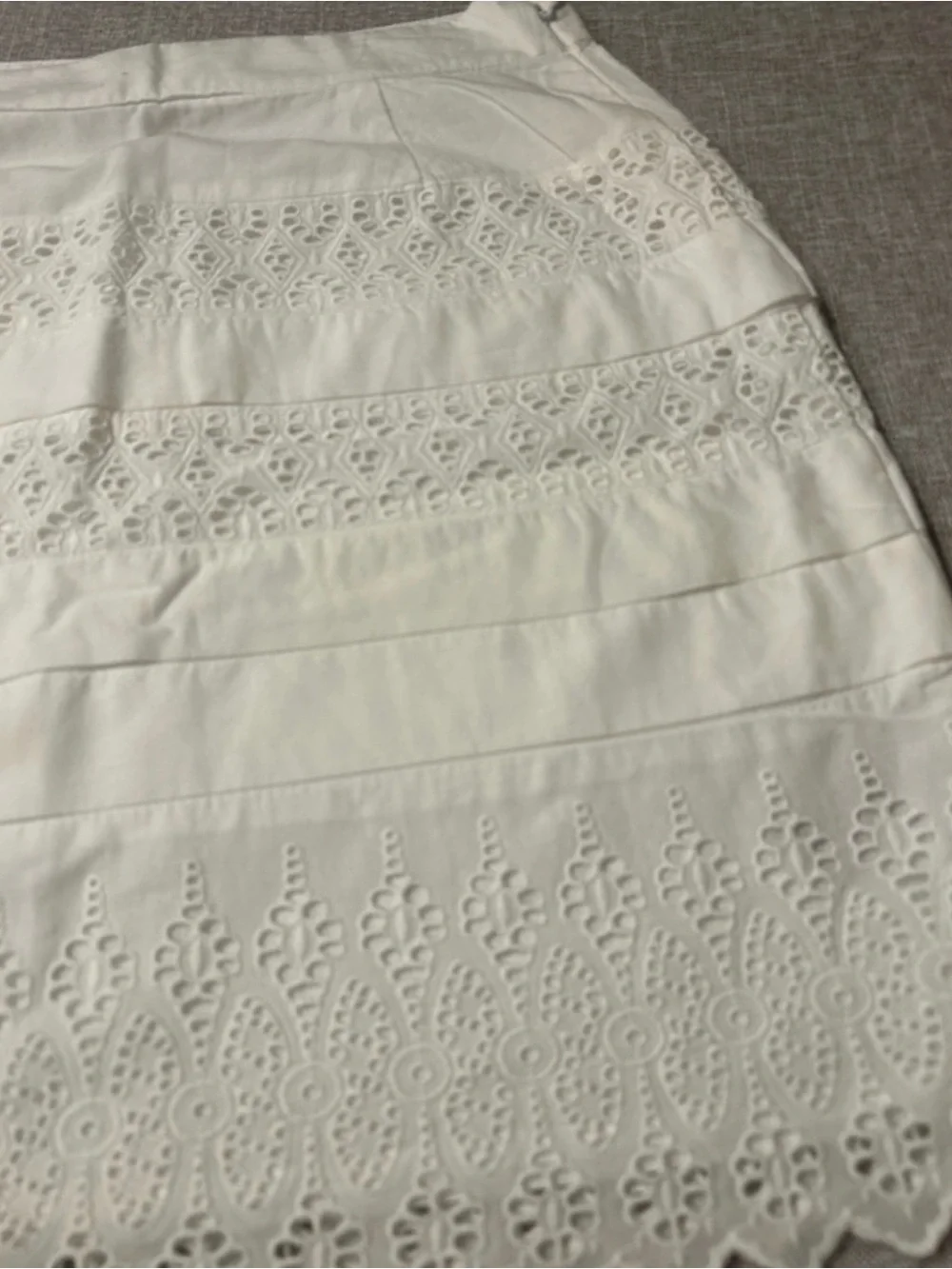White Lace Trim Cotton Blend Skirt